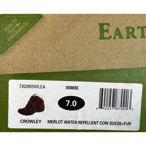 Earth Origins Womens Crowley Ankle Boots Water Repellant Suede Faux Fur Merlot 7 - Picture 14 of 14